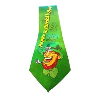 St. Patrick's Day Green Leprechaun & Shamrock Novelty Tie